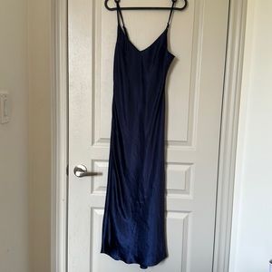 Oak & Fort Blue Colour Soft Grunge Style Silk V- Neck Strapless Dress XS Size
